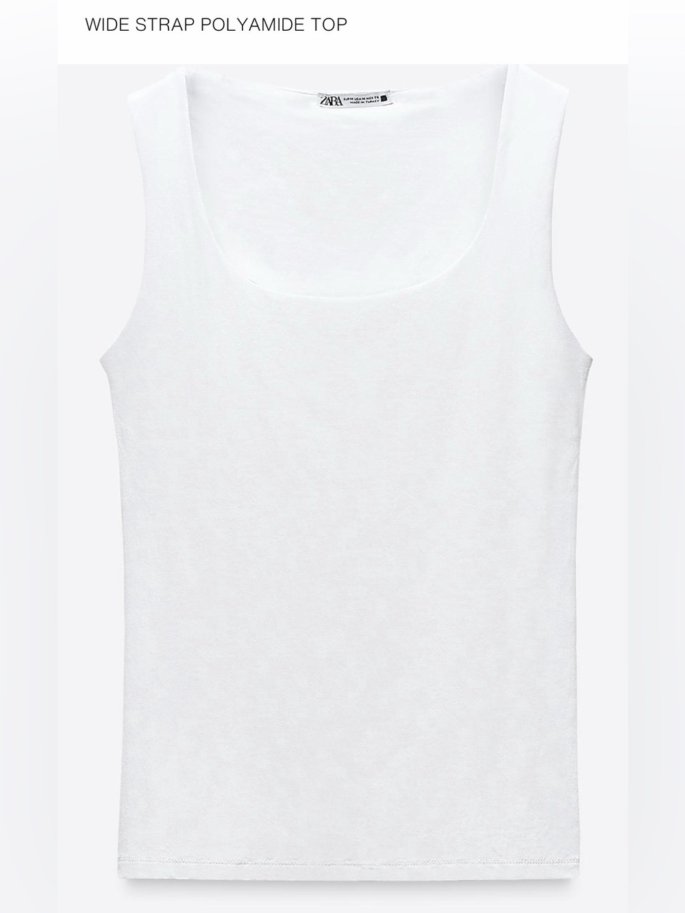 ZARA White Wide-Shoulder Scoop Neck Tank